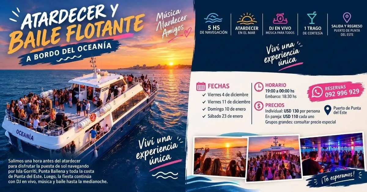 ATARDECER Y BAILE FLOTANTE PUNTA DEL ESTE